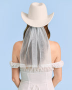 Bride Cowgirl Hat - embroidered felt hat + veil