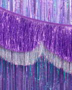 Purple + Silver Scallop Fringe - 6 ft fringe banner