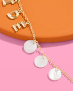 Bride Anklet - gold + mother of pearl discs