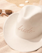 Bride Cowgirl Hat - embroidered felt hat + veil