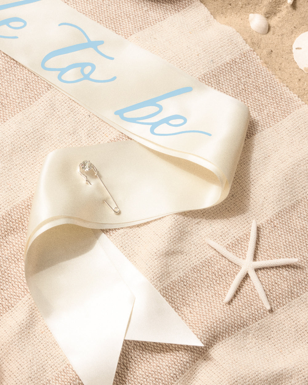 Coastal Bride Sash - ivory + blue satin sash
