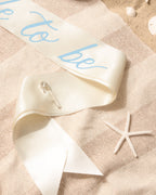 Coastal Bride Sash - ivory + blue satin sash