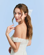 Pearl to Be Bow - white tulle bow w/ pearls