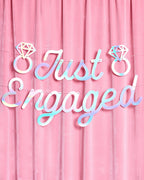 Just Engaged Banner - iridescent foil banner