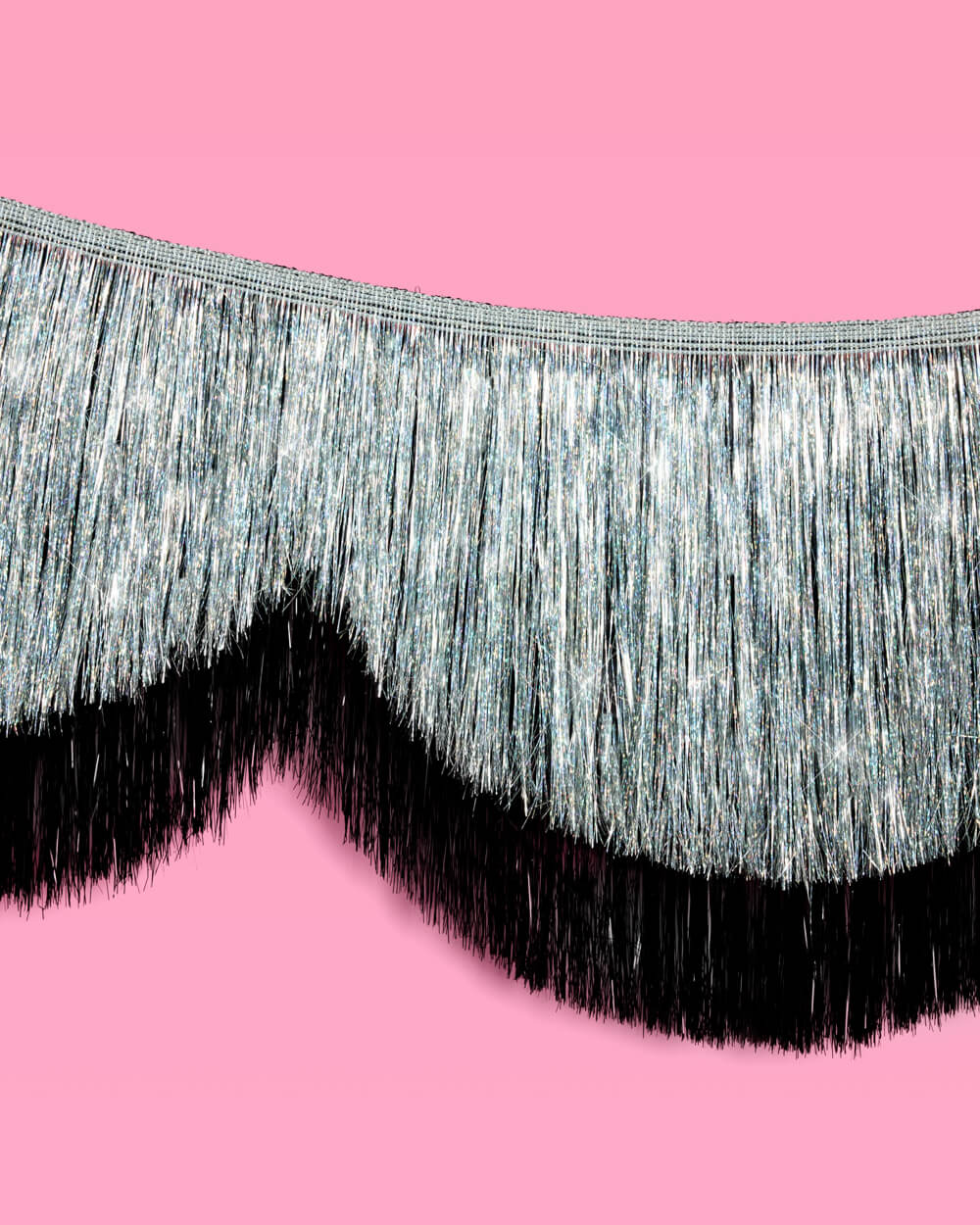 Black + Silver Scallop Fringe - 2 layer fringe banner