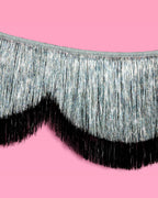 Black + Silver Scallop Fringe - 2 layer fringe banner