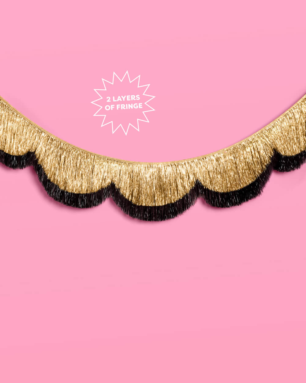 Gold + Black Scallop Fringe Banner - 6 ft fringe garland