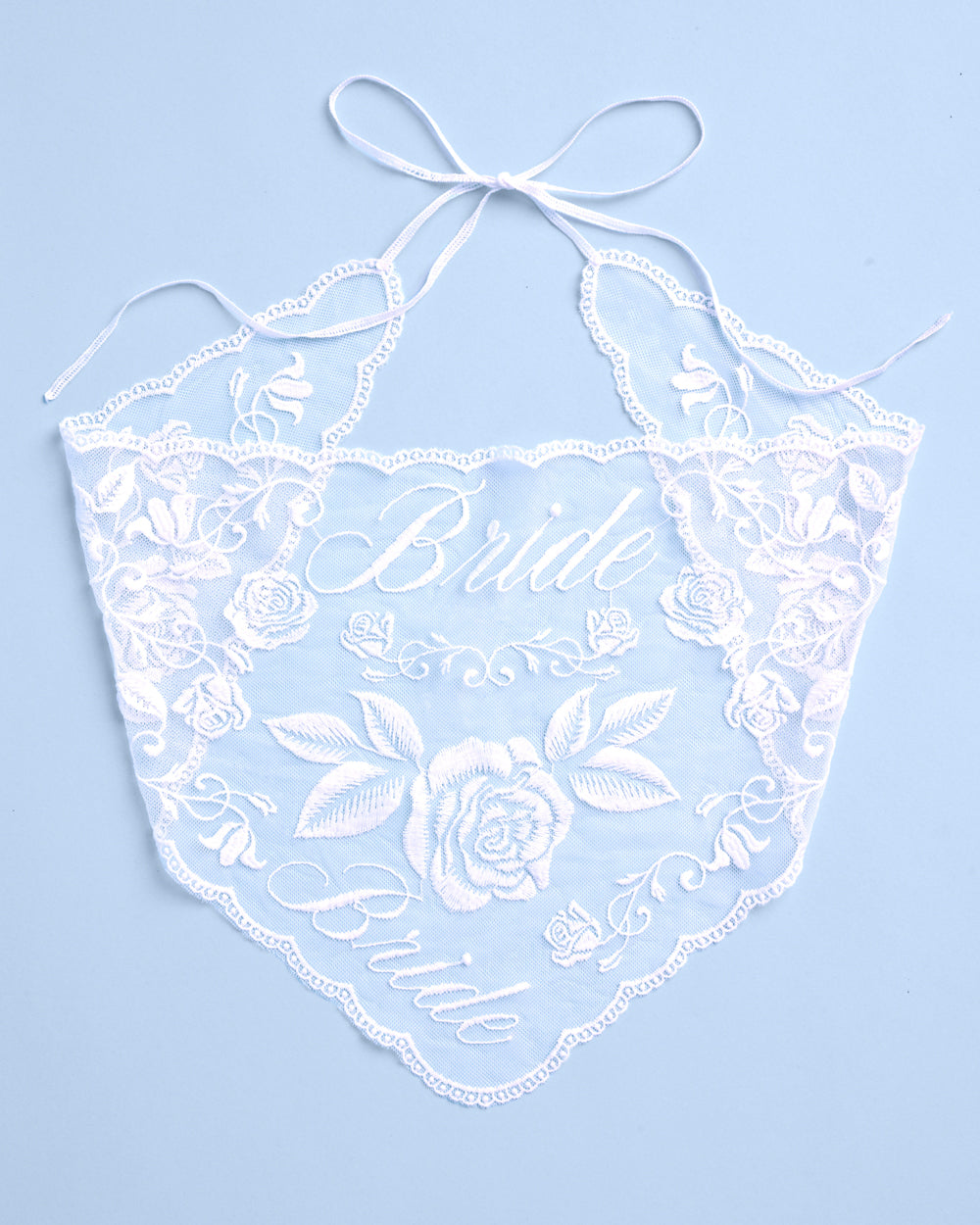 Bride Lace Headscarf - white embroidered bandana