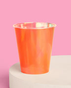 Orange Iridescent Cups - 16 plastic cups