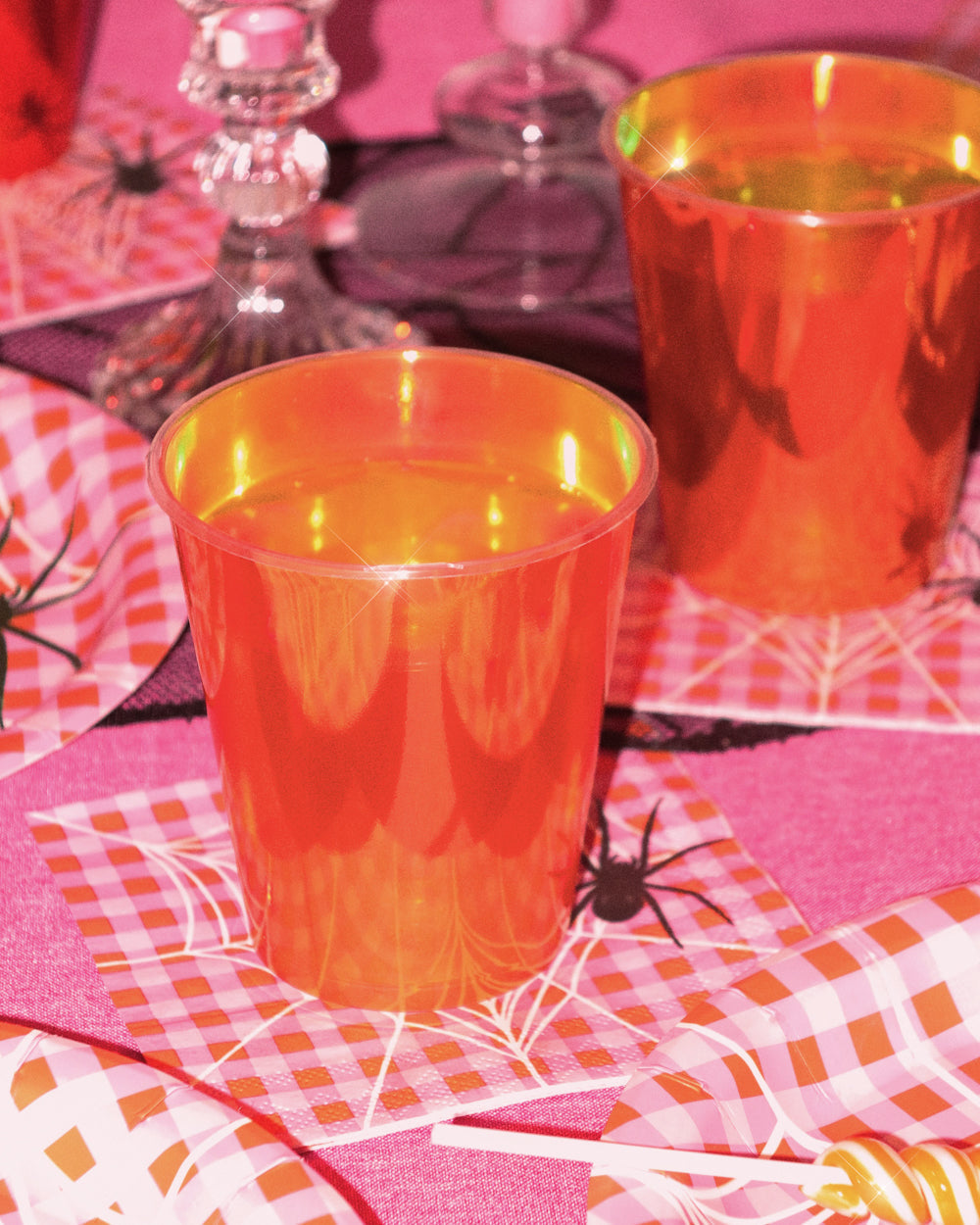 Orange Iridescent Cups - 16 plastic cups