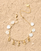 Bride Anklet - gold + mother of pearl discs
