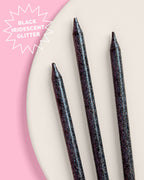 Midnight Sparkle Candles - 10 black glitter candles