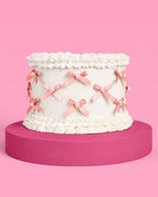 Pink Bow Cake Toppers - 12 pink + pearl cake toppers