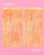 Orange Fringe Curtain Backdrop - iridescent foil banner