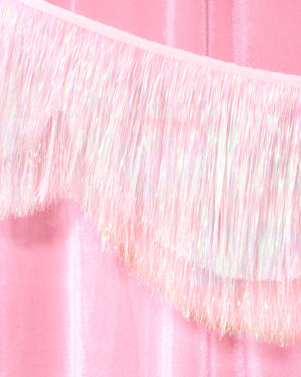 Iridescent Scallop Fringe - layered tinsel banner