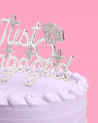Just Engaged Topper - pearl + crystal cake topper