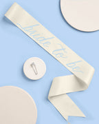 Coastal Bride Sash - ivory + blue satin sash