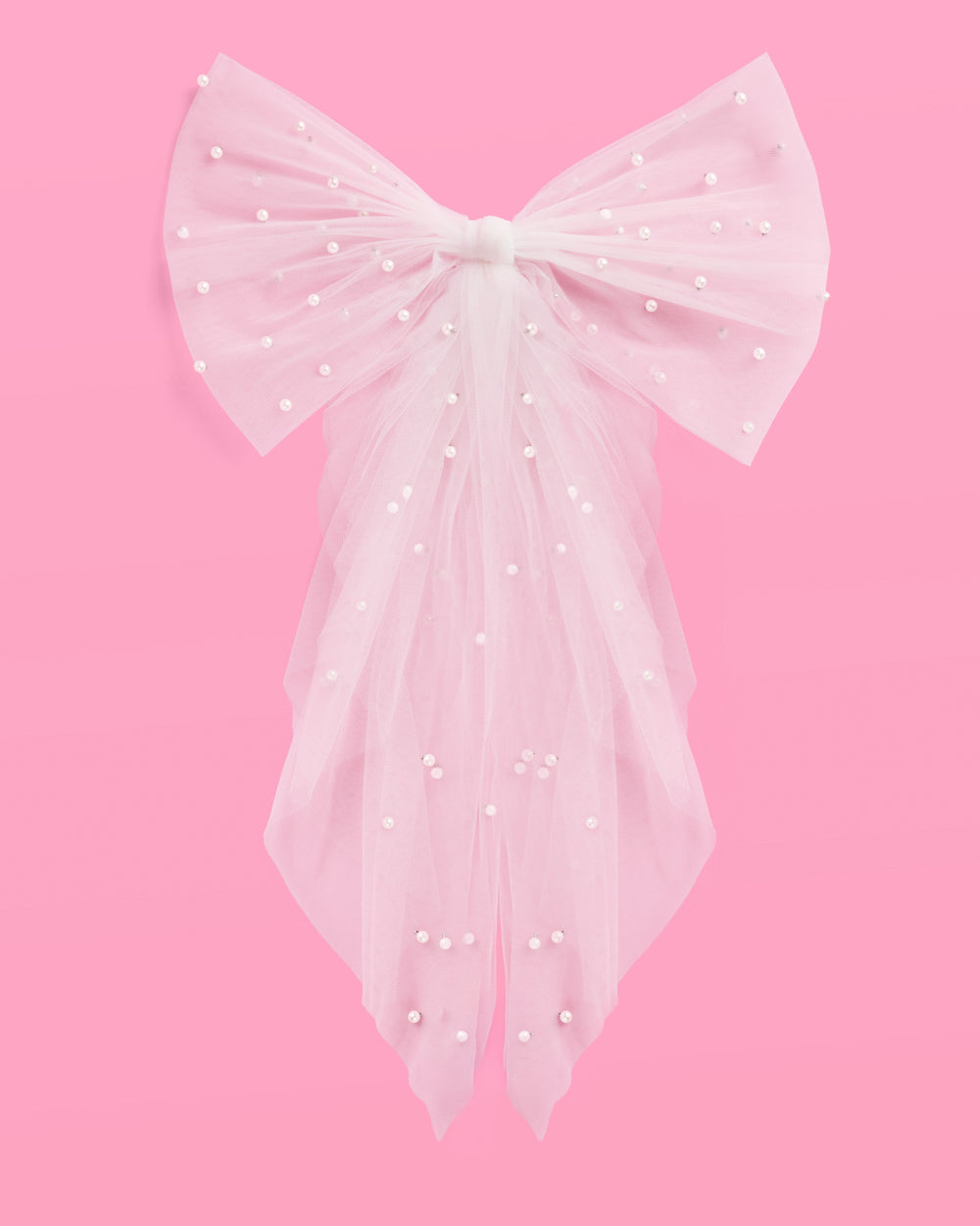 Pearl Bikini Bow - white tulle bow with pearls
