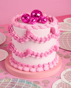 Pink Disco Topper - 4 disco ball cake toppers