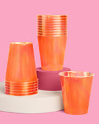 Orange Iridescent Cups - 16 plastic cups