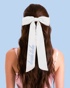 Something Blue Bow - white satin embroidered bow