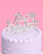 Just Engaged Topper - pearl + crystal cake topper