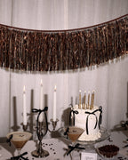 Espresso Fringe Banner - brown metallic fringe