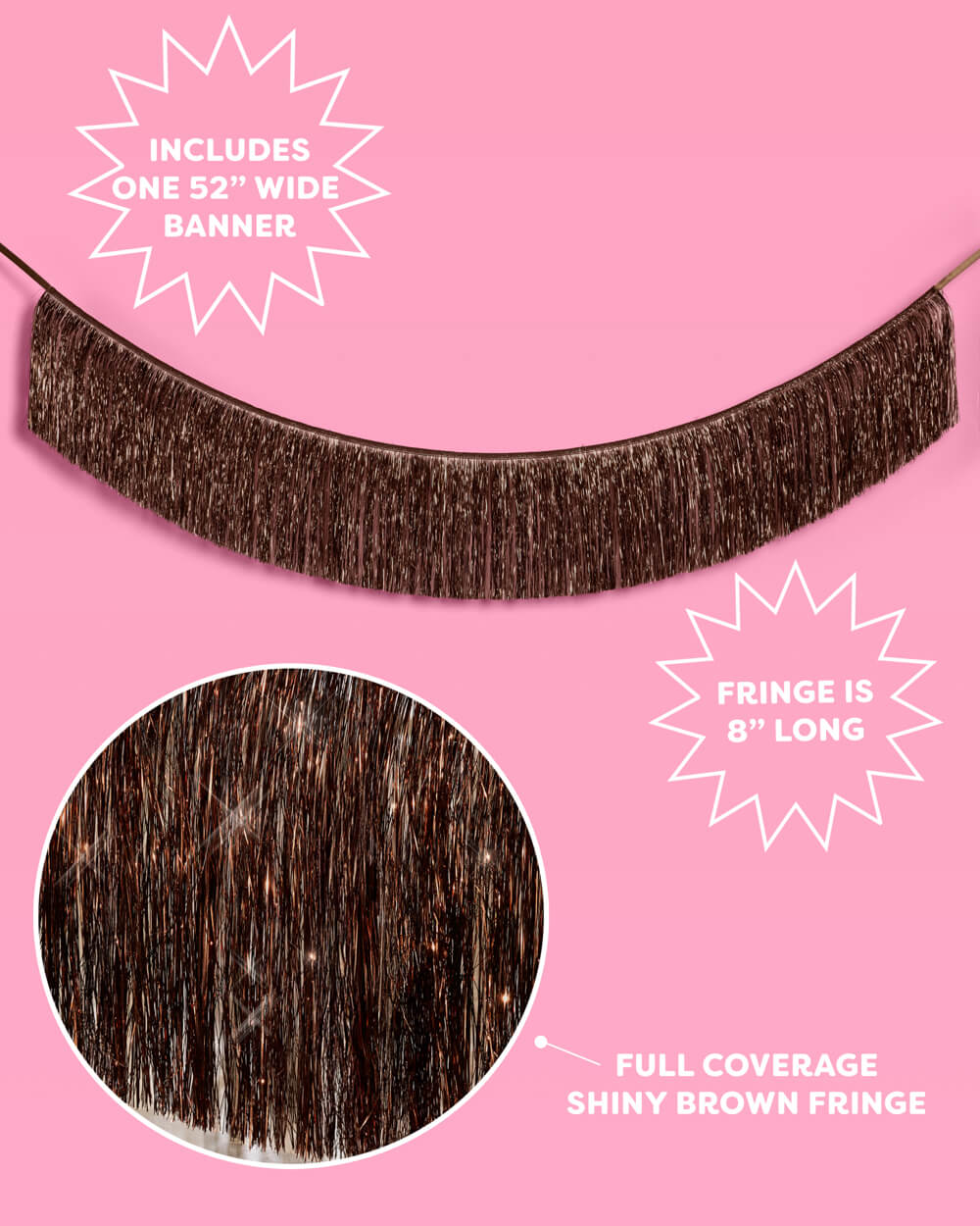 Espresso Fringe Banner - brown metallic fringe