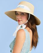Bride Sun Hat - embroidered straw hat