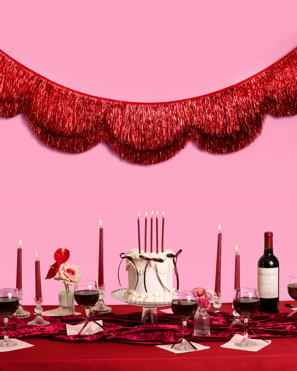 Red Fringe Banner - scalloped banner