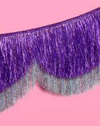 Purple + Silver Scallop Fringe - 6 ft fringe banner