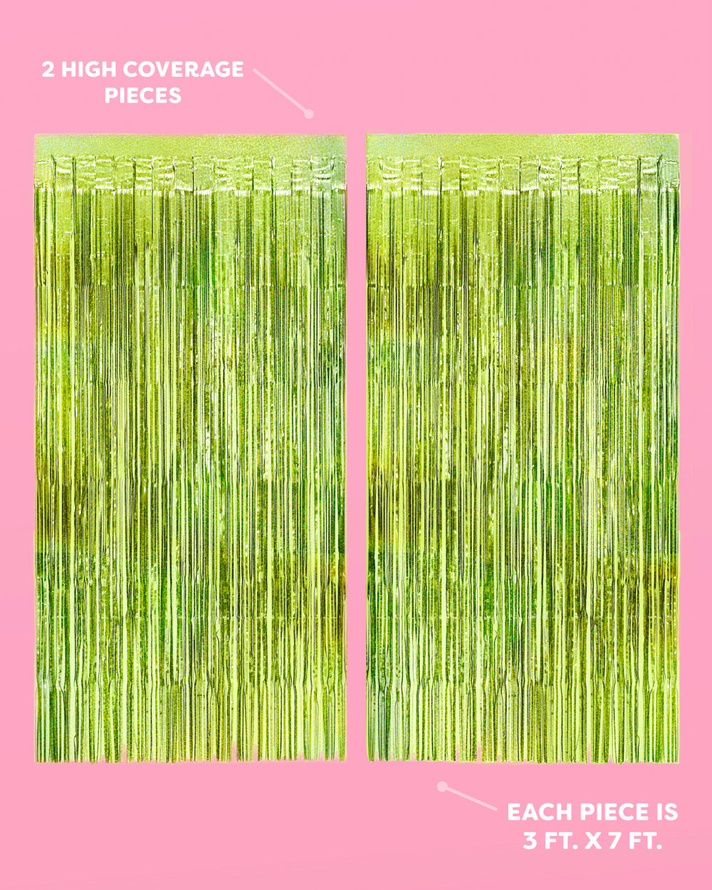 Limelight Curtain - holographic green foil curtain