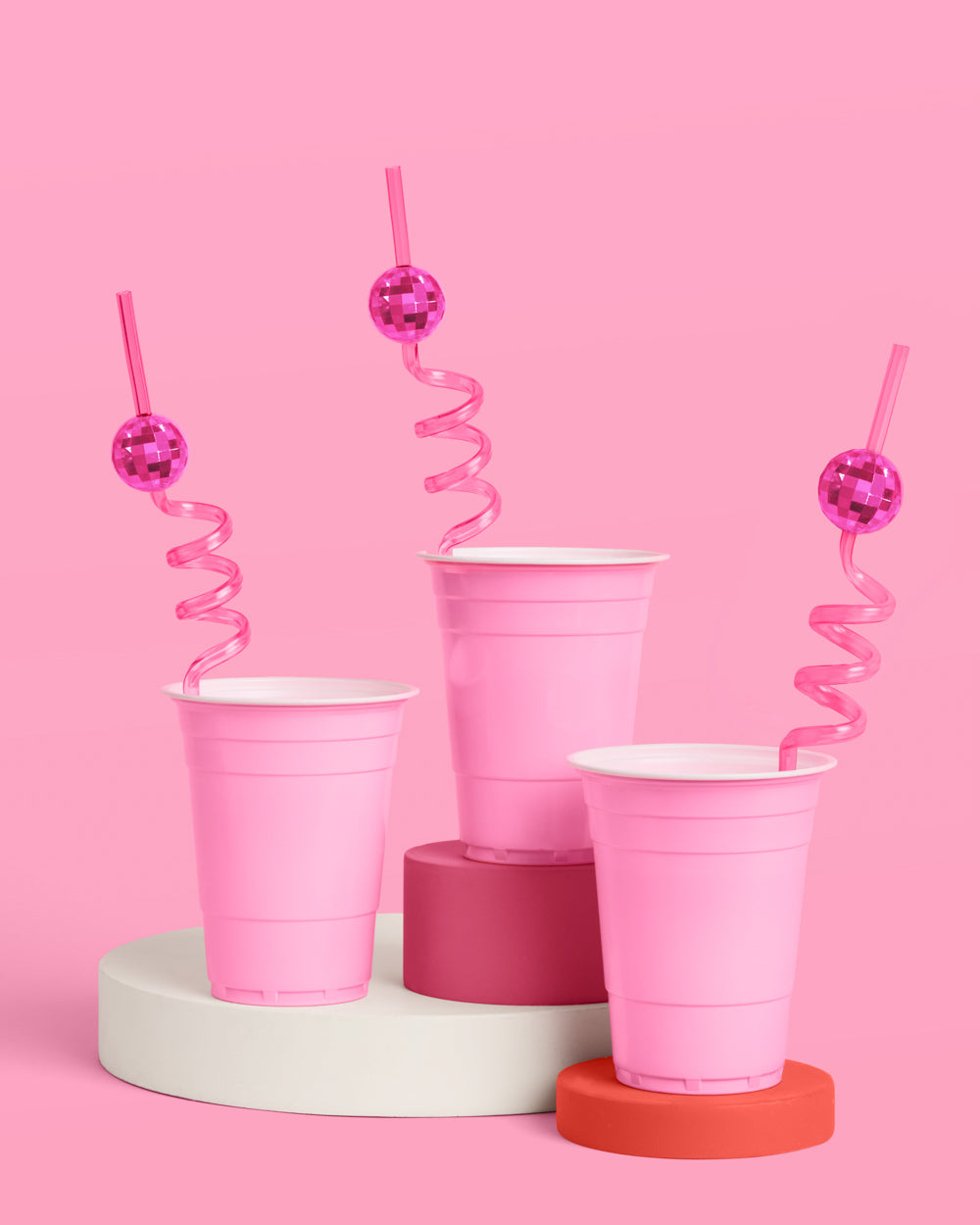 Pink Disco Straws - 12 reusable straws