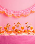 Pink Orange Scallop Fringe - iridescent foil banner
