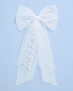 Pearl to Be Bow - white tulle bow w/ pearls
