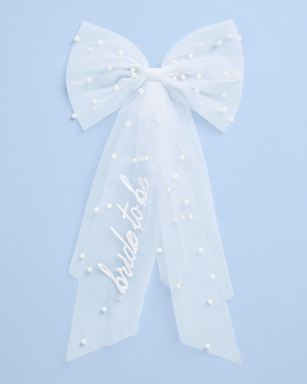 Pearl to Be Bow - white tulle bow w/ pearls