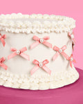 Pink Bow Cake Toppers - 12 pink + pearl cake toppers