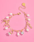 Bride Charm Bracelet - gold, rhinestones + pearls