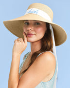 Bride Sun Hat - embroidered straw hat