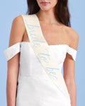 Coastal Bride Sash - ivory + blue satin sash