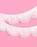 Iridescent Scallop Fringe - layered tinsel banner