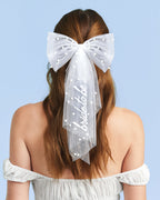 Pearl to Be Bow - white tulle bow w/ pearls