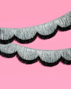 Black + Silver Scallop Fringe - 2 layer fringe banner