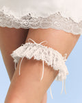 Classic Bride Garter - cream garter w. bows + pearls