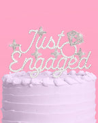 Just Engaged Topper - pearl + crystal cake topper