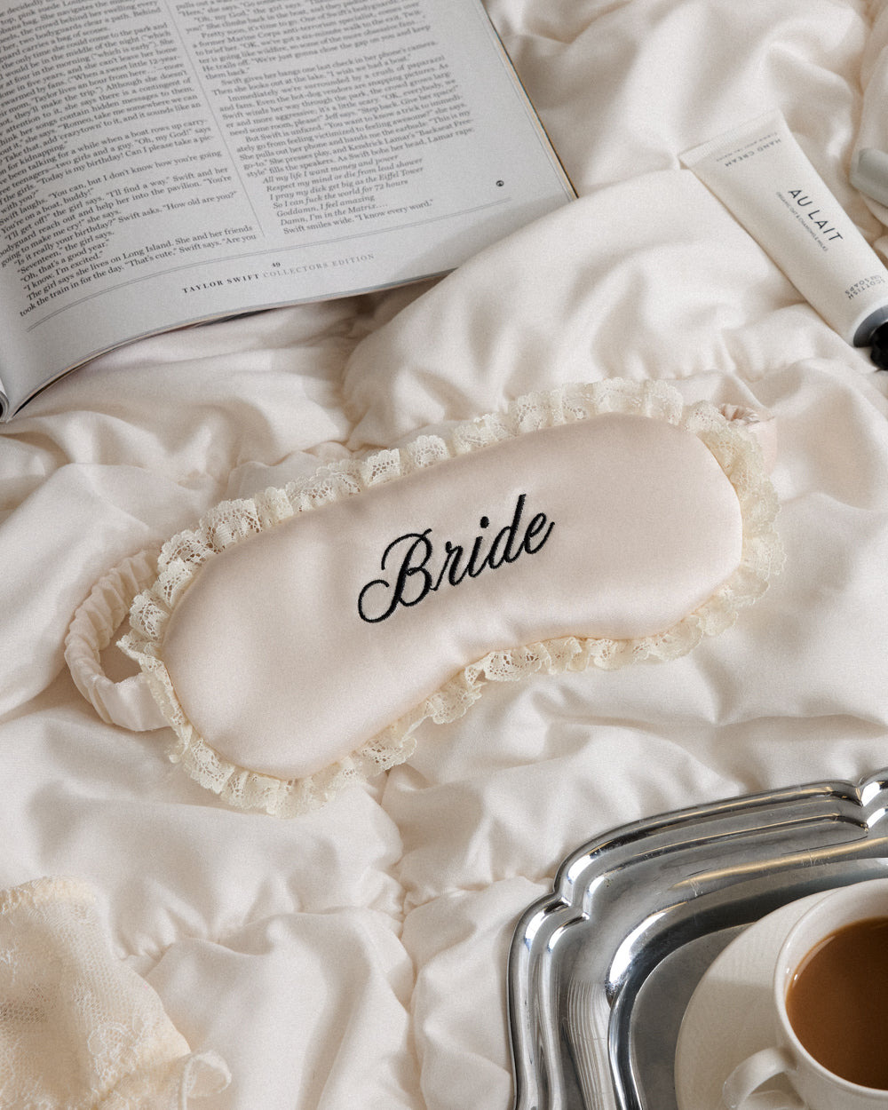 Bride Sleep Mask - embroidered satin