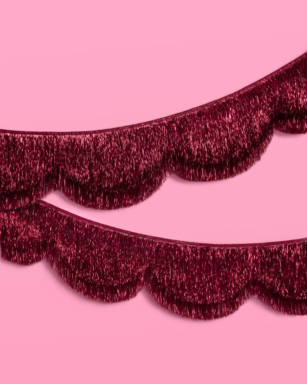 Burgundy Scallop Fringe Banner - 6 ft red fringe garland