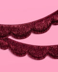 Burgundy Scallop Fringe Banner - 6 ft red fringe garland