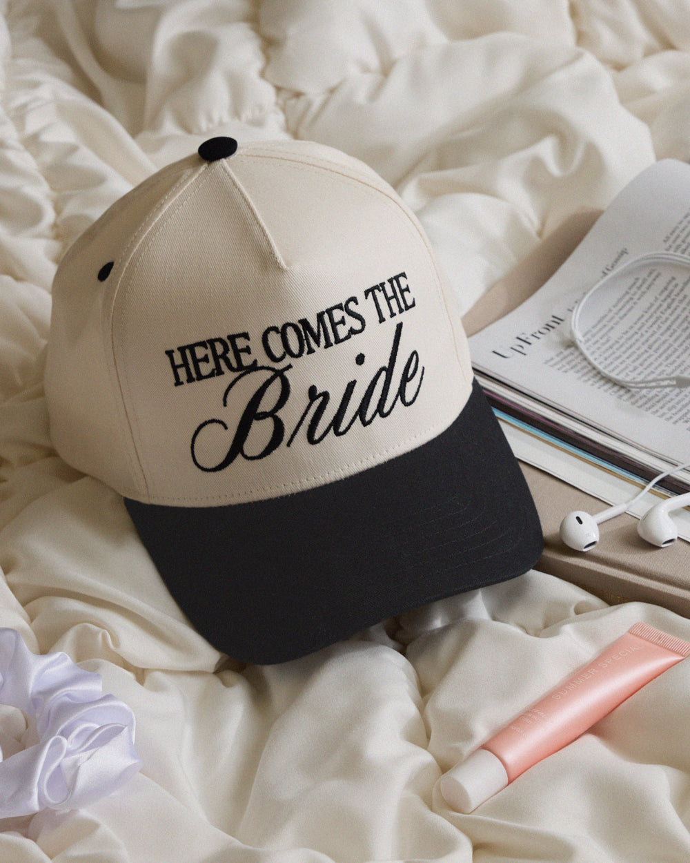 Here Comes the Bride Hat - embroidered trucker hat