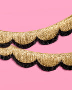 Gold + Black Scallop Fringe Banner - 6 ft fringe garland
